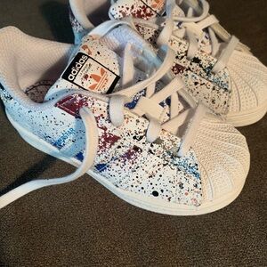 Adidas Kids Superstar Splatter Sneakers - White Multi